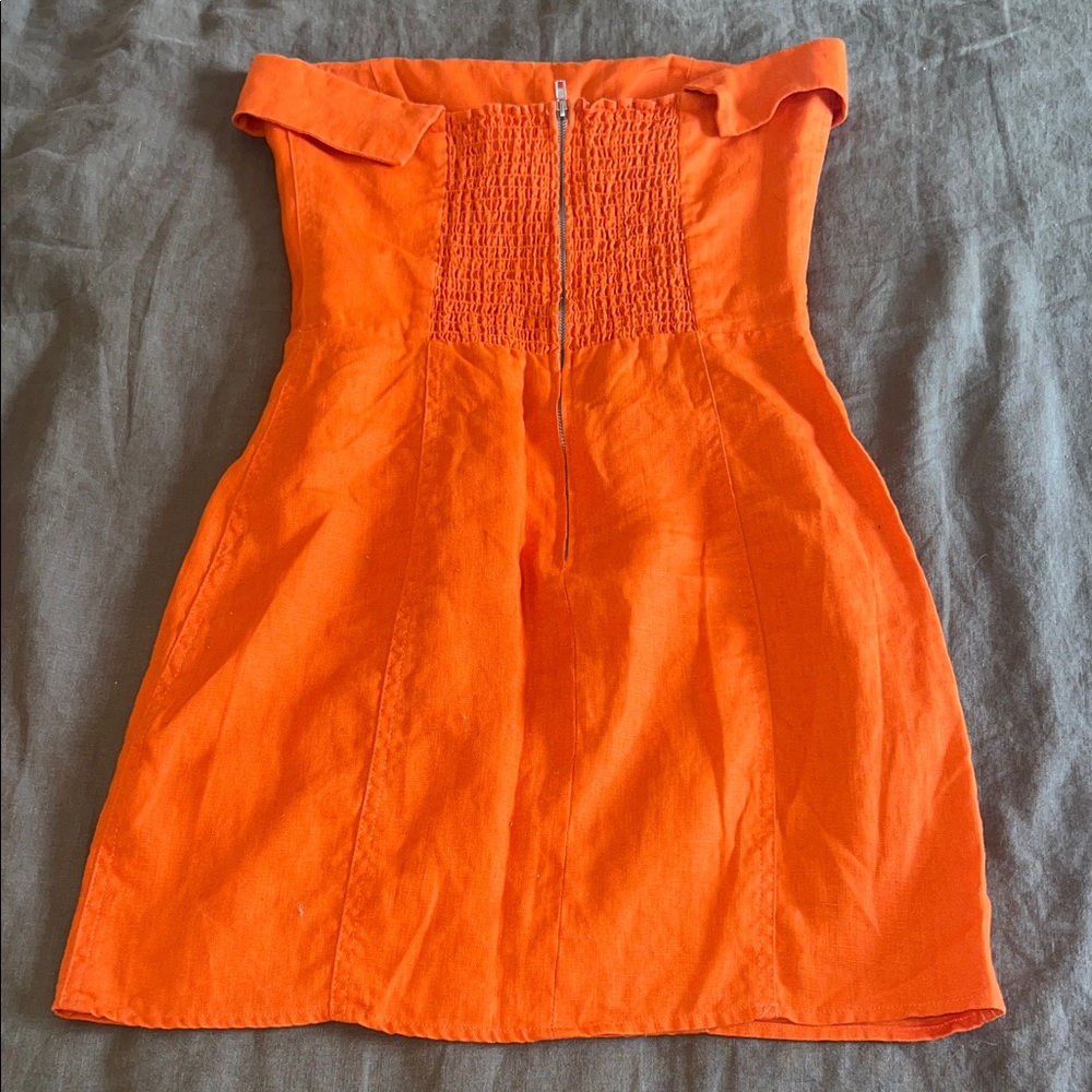 Reformation Strapless Orange Dress - Picture 5 of 6